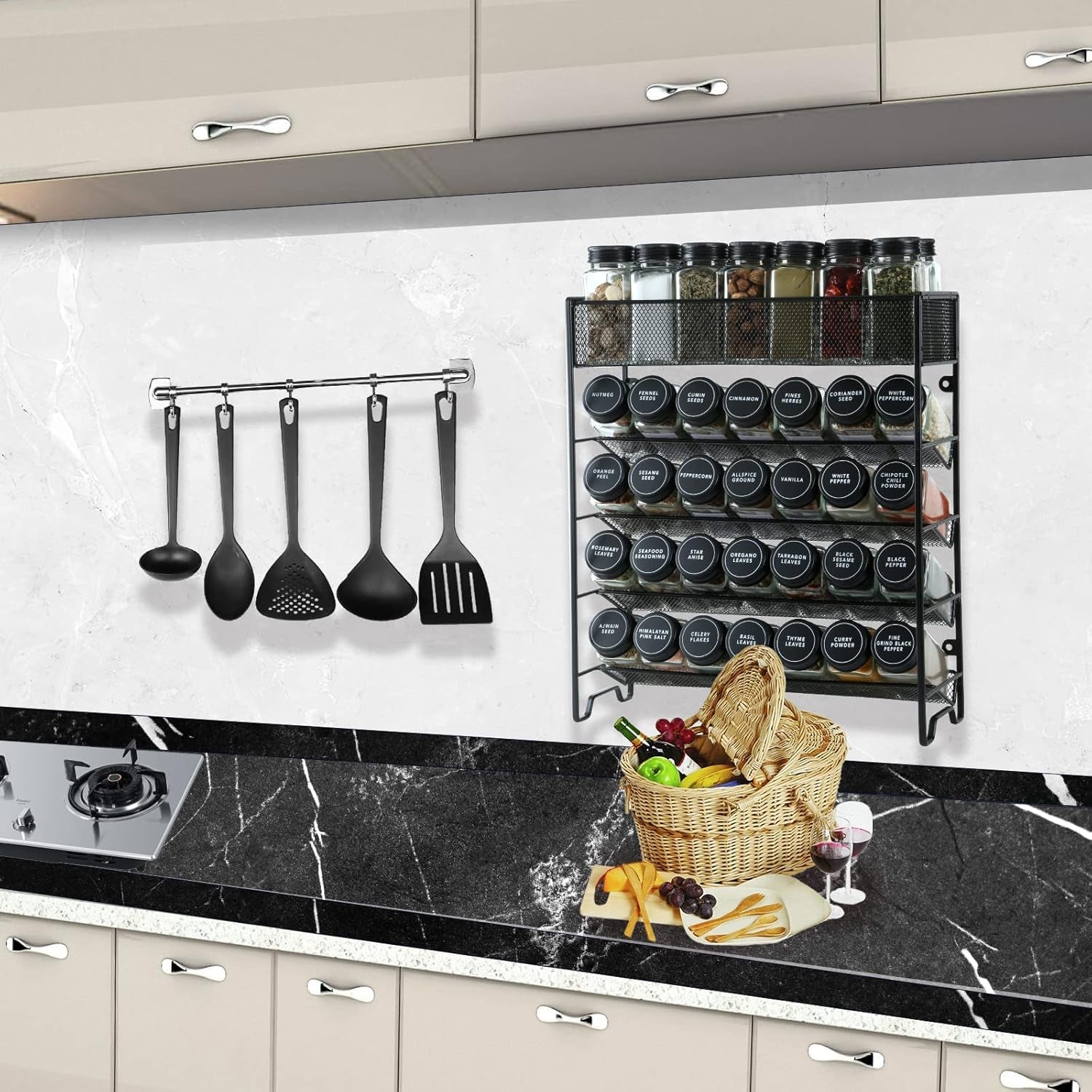 spice-rack-organizer-with-28-spice-jars-black-lids-spice-labels