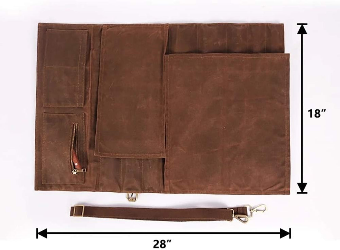 large-chef-s-knife-roll-bag-heavy-duty-waxed-canvas-knife-carrier-11-pockets-kitchen-cooking-tools-storage-case-easily-carried-by-shoulder-strap-forprofessional-chefs-culinary-school-students