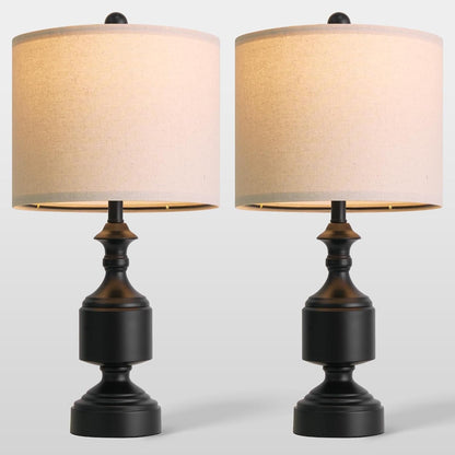 Black Lamps Set of 2-20.5" Farmhouse Metal Table Lamps for Living Room, Traditional Bedside Lamps for Nightstand with Linen Shade, Ideal for Small Spaces, Entryway Console Lamps6
