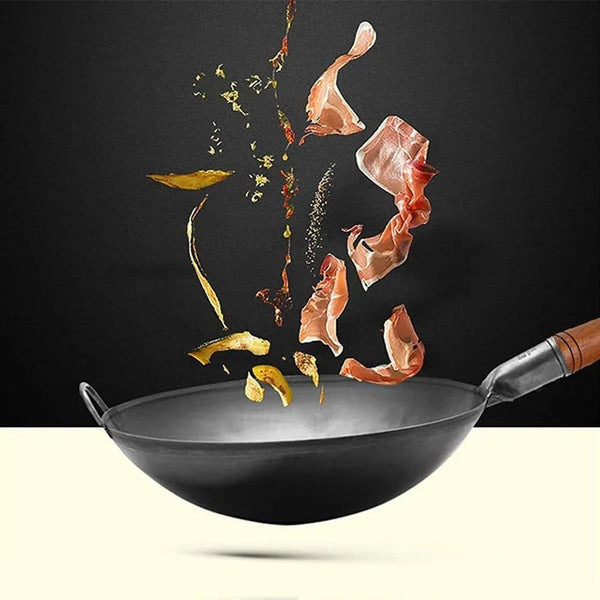 13.5 Inch Deep Nitriding Finished Carbon Steel Wok – Heavy Duty Chinese Wok, Stir Fry Pan for Gas, Electric & Induction Stovetops4