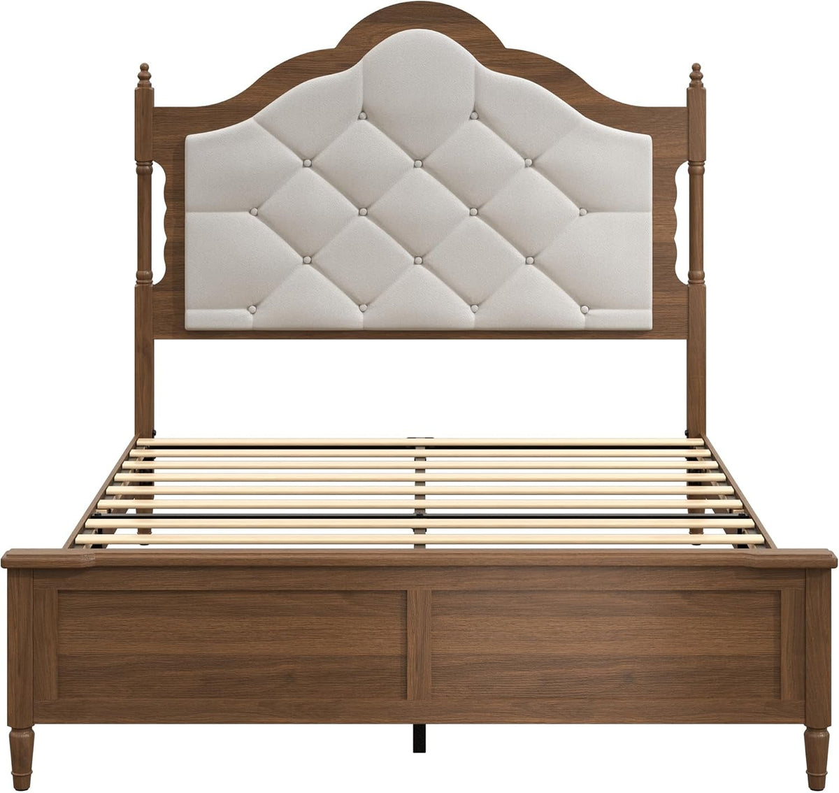 57-tall-full-size-wood-bed-frame-with-upholstered-headboard-brown