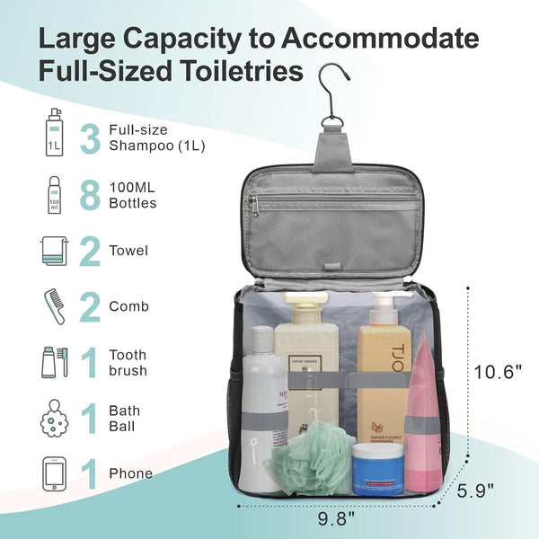 Shower Caddy Portable for Dorm - Shower Bag Fits Full-Size Bottles3