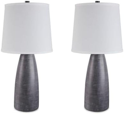 Signature Design by Ashley Shavontae Bedside Table Lamps Set of 2, Gray | Stone-Look Textured Gray Resin Bases, Adjustable 3-Way Switch Supporting up to 150W for Custom Ambiance8