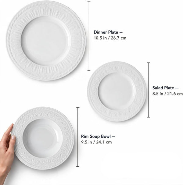 Villeroy & Boch Cellini 12 Piece Dinnerware Set, White, Service for 42