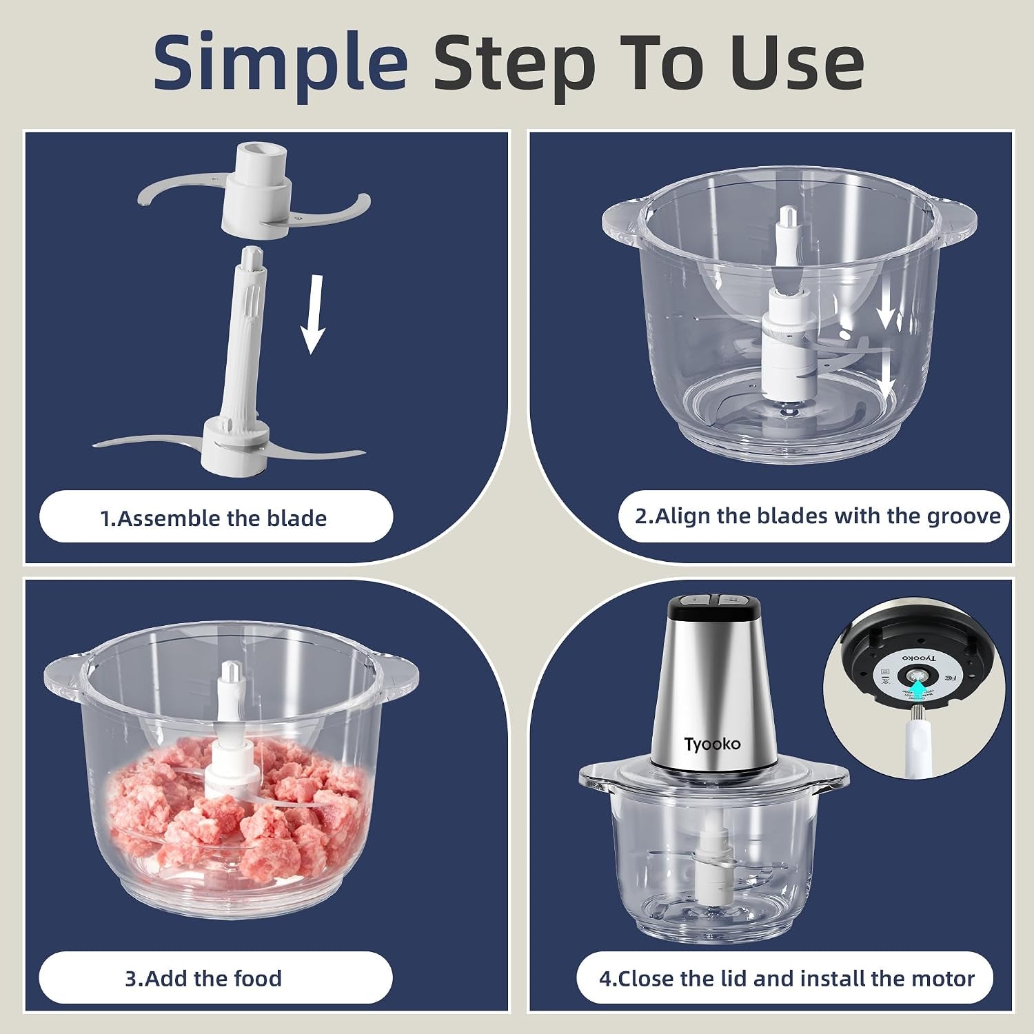 electric-food-processor-vegetable-chopper-easy-clean-meat-grinder-with-2-bowls-8-cup-stainless-steel-8-cup-glass-small-food-mixer-for-fruits-meat-nuts-fish-veggie-pet-food-baby-food