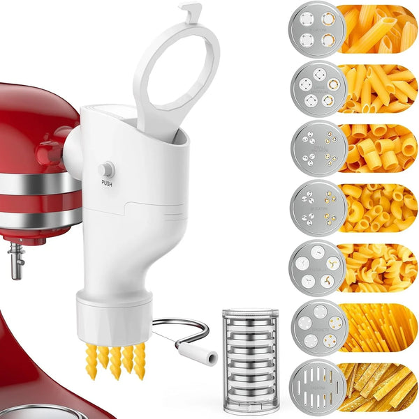 Pasta Press Attachment for Kitchenaid Stand Mixer, 7 Pasta Plates | New Buckle Design.The Pasta Maker Fit All Kitchenaid Mixer Modol, Perfect for Family Pasta Nights, Meal Prep, Dinner Parties.1