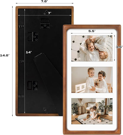 4X6 Collage Picture Frame,Solid Wood & Real Glass,3 Photos3