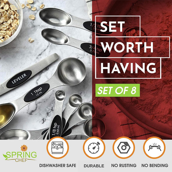 Stainless Steel Magnetic Measuring Spoons Set of 8, Black4