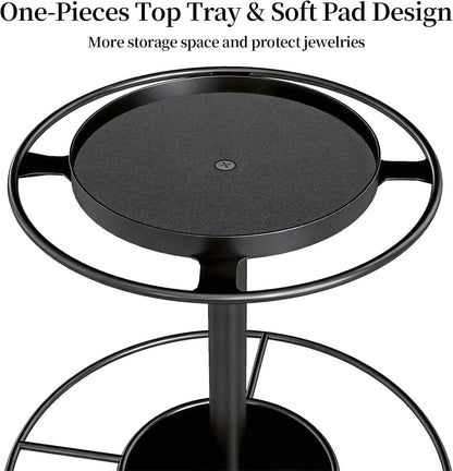 2-Tier Sunglass Organizer, Metal Glasses Stand with Storage Tray, Black | Sunglass Holder with Non-Slip Pad for Tabletop, Desk, Dresser, Hanging up to 9 Pairs Sunlasses/Reading Glasses2