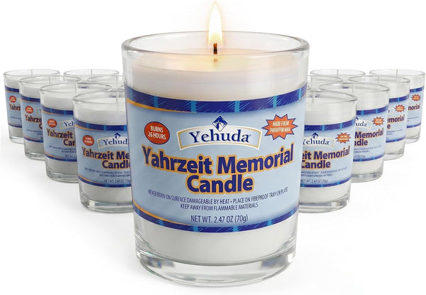 , Yahrzeit Memorial Candle, Glass Tumbler (24 Pack) 24 Hour Candles - Burns 26 Hours | Yom Kippur Candles | Yizkor Rememberance Candle | Perfect for Blackouts, Storms & Hurricanes1