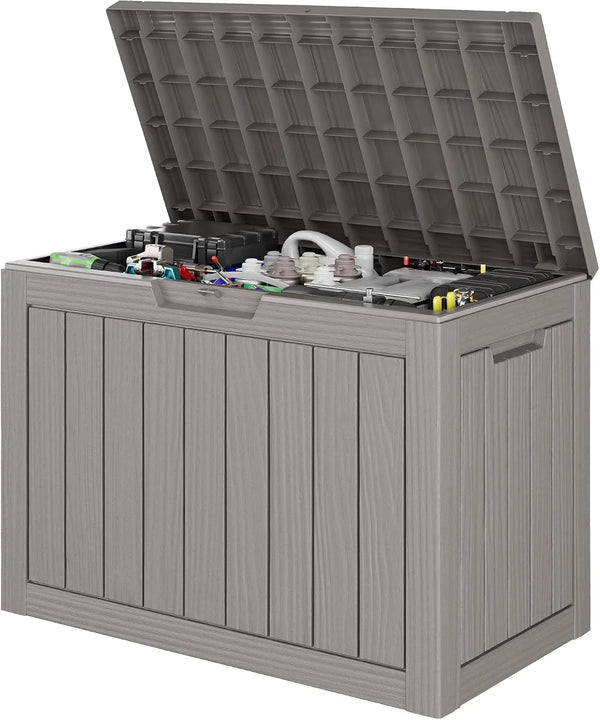 Outdoor Storage Waterproof Deck Box for Patio (45 Gallon, Grey) | Lockable outside Storage Boxes for Cushion, Resin Weatherproof Garden Storage Bin, Package Delivery Box1