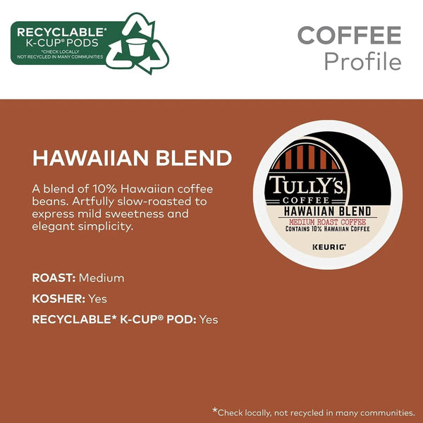 Coffee Hawaiian Blend, Keurig Single Serve K-Cup Pods, Medium Roast, 60 Count, (6 Packs of 10)3