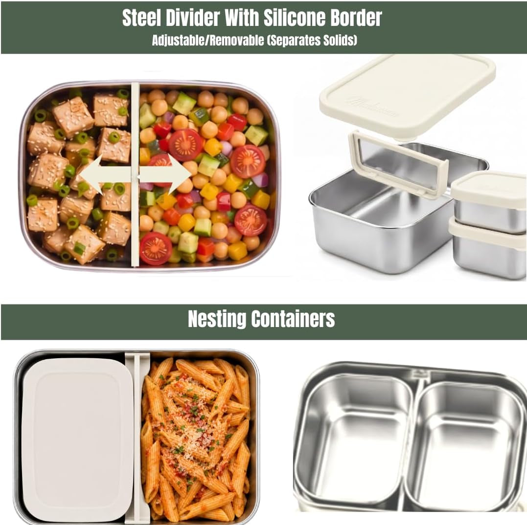 flexibento-40-oz-set-leak-proof-stainless-steel-lunch-box-containers-lunch-containers-with-silicone-lids-steel-bento-box-metal-lunch-box-vanilla-set-of-3-1-40oz-2-9-oz
