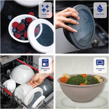 12-Piece Plastic Mixing Bowls with Lids for Food Prep & Storage4