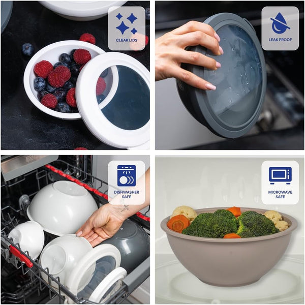 12-Piece Plastic Mixing Bowls with Lids for Food Prep & Storage4