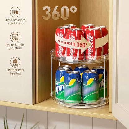 2 Tier Lazy Susan Turntable Organizer 9.25'' Rotating Spice Rack Organization for Cabinet, Kitchen, Pantry, Countertop, Bathroom, Vanity, Medicine Cabinet Organizer, Clear2