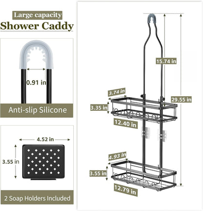Shower Caddy Hanging over Shower Head, Adjustable, Black2