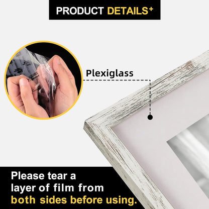 8X10 Picture Frames with 6X8 Mat Set of 2, Distressed White4