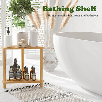 Corner Shower Stool for inside Shower 2-Tier,Bamboo Shower Bench4
