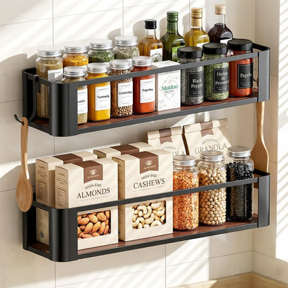 Wall Mounted Spice Rack, Black, 2 Pack1