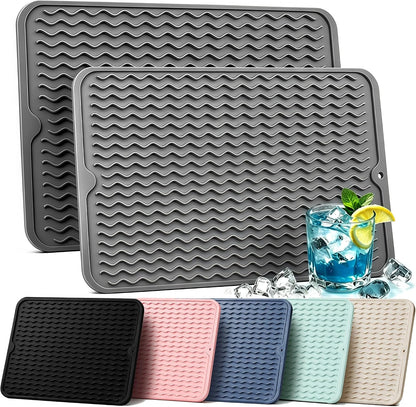 2 Pack Silicone Dish Drying Mat for Kitchen Counter Shower Caddy Rack Waterproof under Sink Placemats Trivets Coffee Bar Accessories Utensil Holder Essentials Home Dining Decor Must Haves 20261