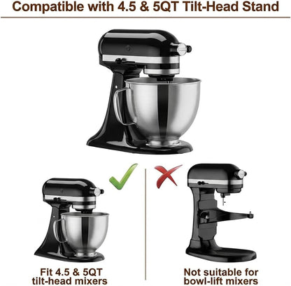 Stainless Steel Mixing Bowl Compatible with Kitchen Aid 4.5-5 QT Tilt-Head Stand Mixers, 5 Qt Bowls for Mixer with Stainless Steel Locking Base2