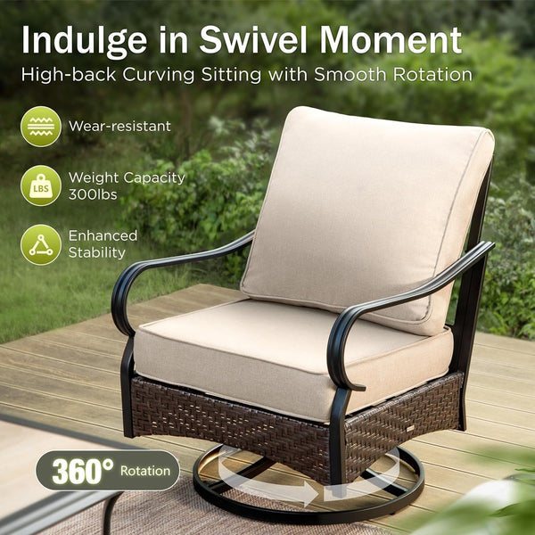 Metal Patio Furniture Set, 4 Pieces Outdoor Sectional, Beige3