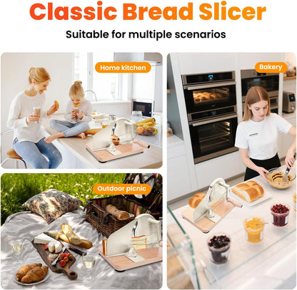 Stainless Steel Bread Slicer, Adjustable Manual Sourdough Bread Cutter with Hand Crank, Precise Thickness Control for Homemade Bread, Toast, Bagels and Loaves, Kitchen Bread Slicing Tool8