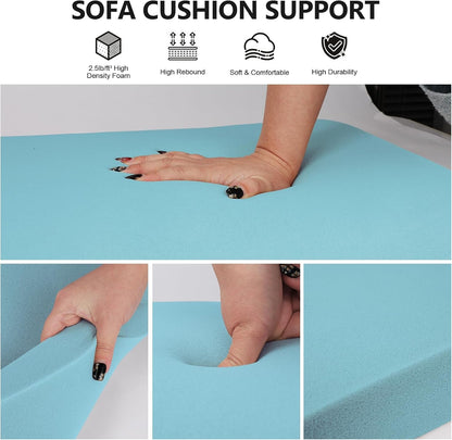 Couch Cushion Support for Sagging Seat,20"X20"X2" Curved 40D High Density Foam Cushion,Sagging Couch Support for Accent Chair,Sofa,Blue Set of 14