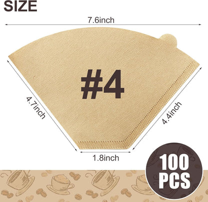 100 Count #4 Cone Coffee Filters 8-12 Cup Compatible with Ninja Maker | Unbleached, Disposable, Natural Wood Pulp Coffee Filters Compatible with Ninja, Pour over and Drip Coffee Maker2