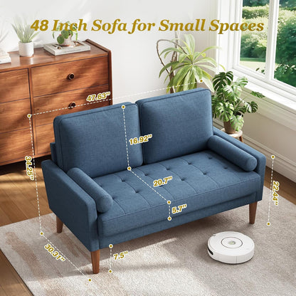 48" Loveseat Sofa, Small Couch with Solid Wood Legs2