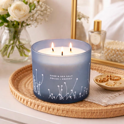 White Sage Sea Salt 3 Wick Jar Candle, Large Scented Candle for Home 14.5Oz4