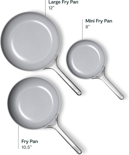 Caraway Non-Stick Ceramic Frying Pan with Glass Lid (2.7 Qt, 10.5") | Non-Toxic, PTFE and PFOA Free, Oven Safe and Compatible with All Stovetops (Gas, Electric and Induction), Cream2