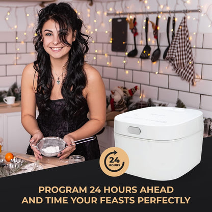 SMART COOKER Induction Heating IH Rice Cooker and Warmer, 1 L, 5 Cups of Rice, Non-Coating Inner Pot, Efficient, Multiple Function, White (5 Cups) | Non-Stick 1L Electric Rice Maker, Warmer for White/Brown Rice, Grain - Easy-To-Clean & Non-Coating Inner Pot, White6