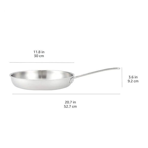 Tri-Ply Stainless Steel Fry Pan, 12 Inch, Silver, Evenly Distributes Heat, Sturdy Handle7