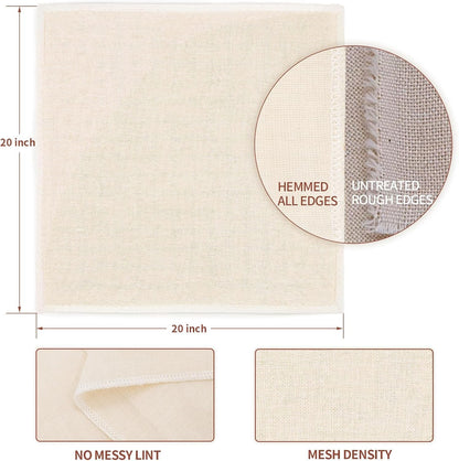 12Pcs Unbleached Cheese Cloths for Straining 20X20Inch Reusable Value Pack | 100 Grade Cotton Cheese Cloth Bag for Straining Hemmed 4 Edges, Muslin Cloth Strainer for Baking, Juicing, Crafts Making2