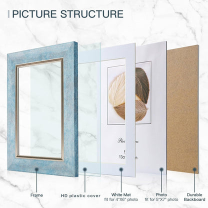 5X7 Picture Frames Set of 4,Rustic Retro Photo Frame(Mix Color)3