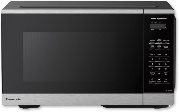 Panasonic Countertop Microwave Oven, 900W, 0.9 Cu. Ft., Sensor Cook and Reheat, 10 Power Levels, Auto Defrost, Keep Warm, Child Lock, Black Stainless Steel - NN-SB44QS1