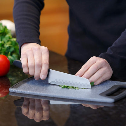 Knife Set with Cutting Board, 5 Pieces | Sharp Santoku and Utility Knives with Blade Covers and Plastic Chopping Block | Kitchen Cooking Accessories5
