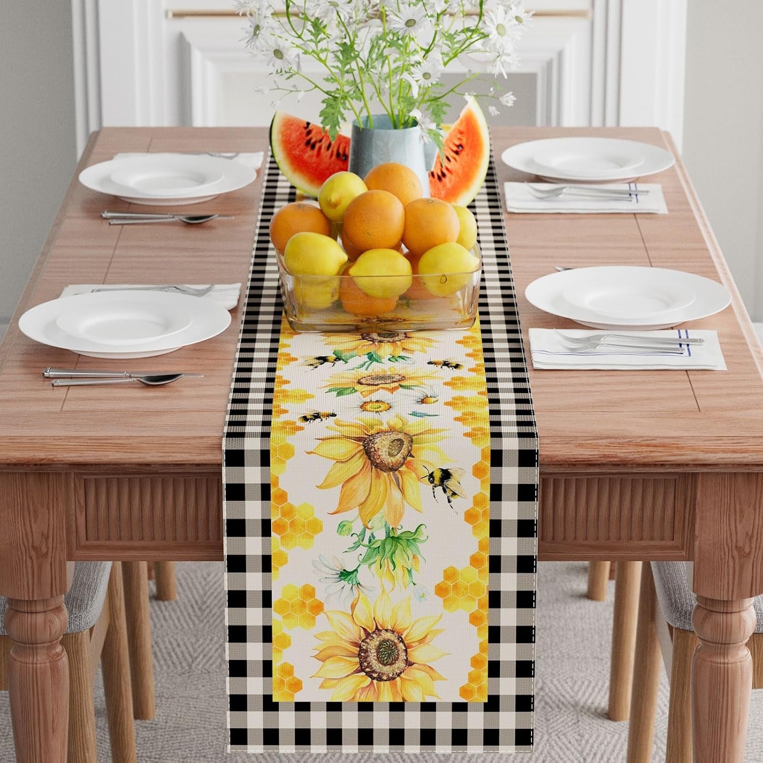 summer-sunflower-daisy-bees-table-runner-for-table-decoration-13x72in