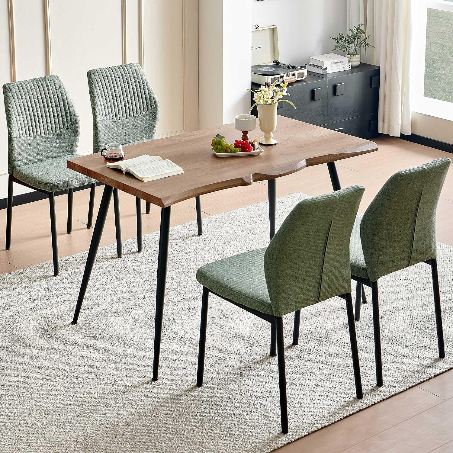 dining-table-set-for-4-modern-wood-irregular-rectangle-dining-table-linen-fabric-dining-chairs-4-table-and-chairs-set-of-4-for-kitchen-dining-room-green