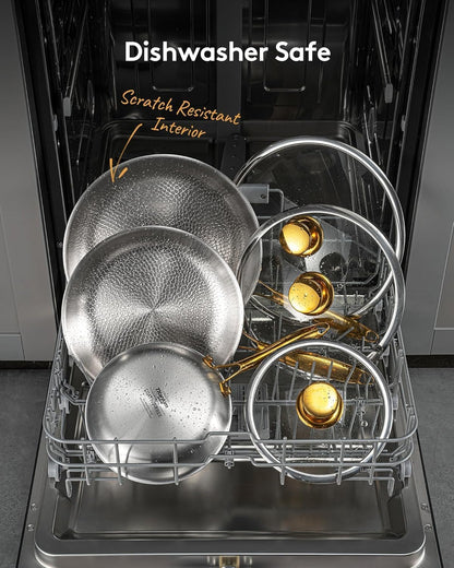 Titanium Pans for Cooking, Ø12In with Lid, Au Grantin Pan | Hammered Chef-Grade Design | Pfas/Pfoa/Ptfe-Free | Induction, Dishwasher & Oven-Safe6