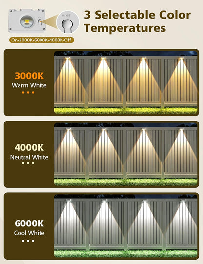 Solar Fence Lights Outdoor 12 Pack, 3 Color Temperature Fence Light2