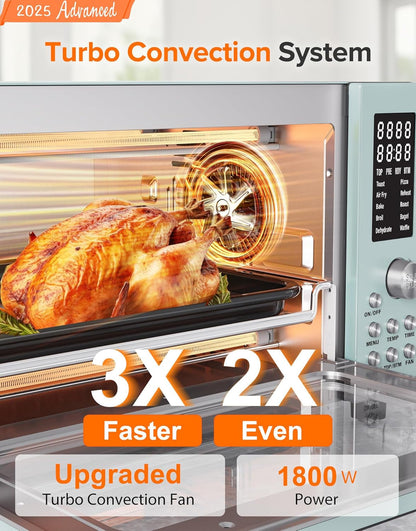 Bravo Pro Smart Air Fryer Toaster Oven Countertop Combo | 10-In-1 Cooking Functions, 1800W, 50-450°F, 21-Qt, Pfas-Free, Upgraded Super Convection, Mint2