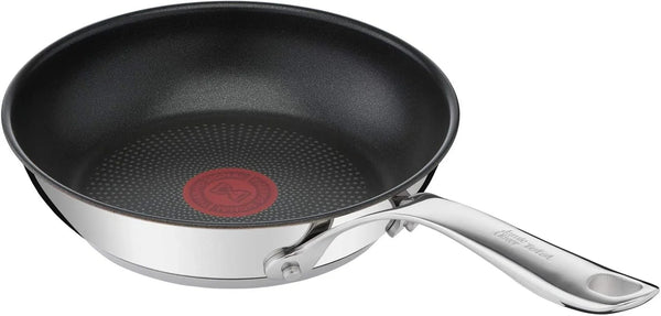 X Jamie Oliver Nonstick Coated Stainless Steel Pans 8", 9.5" & 11", Frypan Set Induction Compatible, Oven Safe up to 500°F, Chef'S Stainless Steel Skillet, Frying Pan, Silver | 3 Frying Pans 7.9/9.4/11 Inch, Titanium Non-Stick Coating, Suitable for Induction, Thermo-Signal, Riveted Handle3