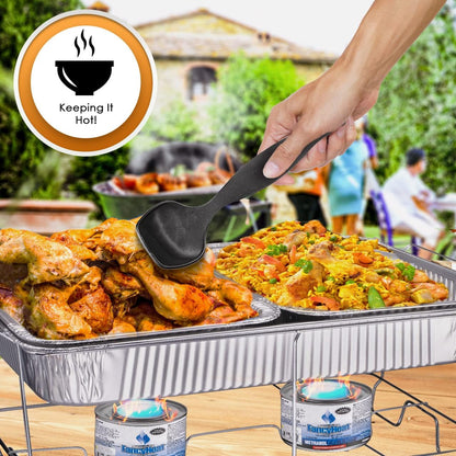 Disposable Chafing Dish Buffet Set, Food Warmers for Parties, Complete 33 Pcs of Chafing Servers with Covers, Catering Supplies with Full-Size Pans (9X13), Warming Trays for Food with Utensils & Lids5