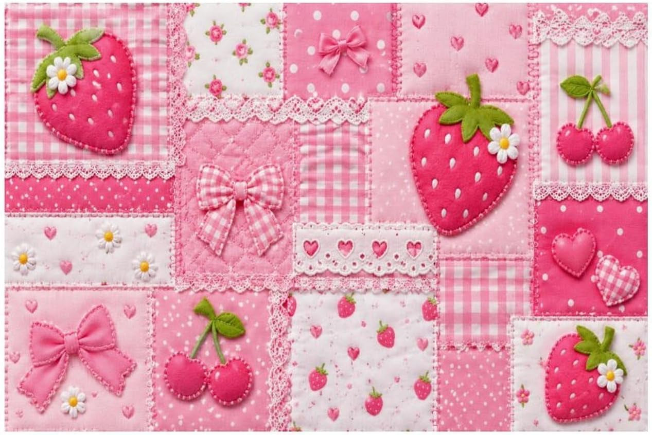 kawaii-pink-patchwork-quilt-collage-linen-placemat-washable-table-mat-for-dining-kitchen-heat-resistant-12x18