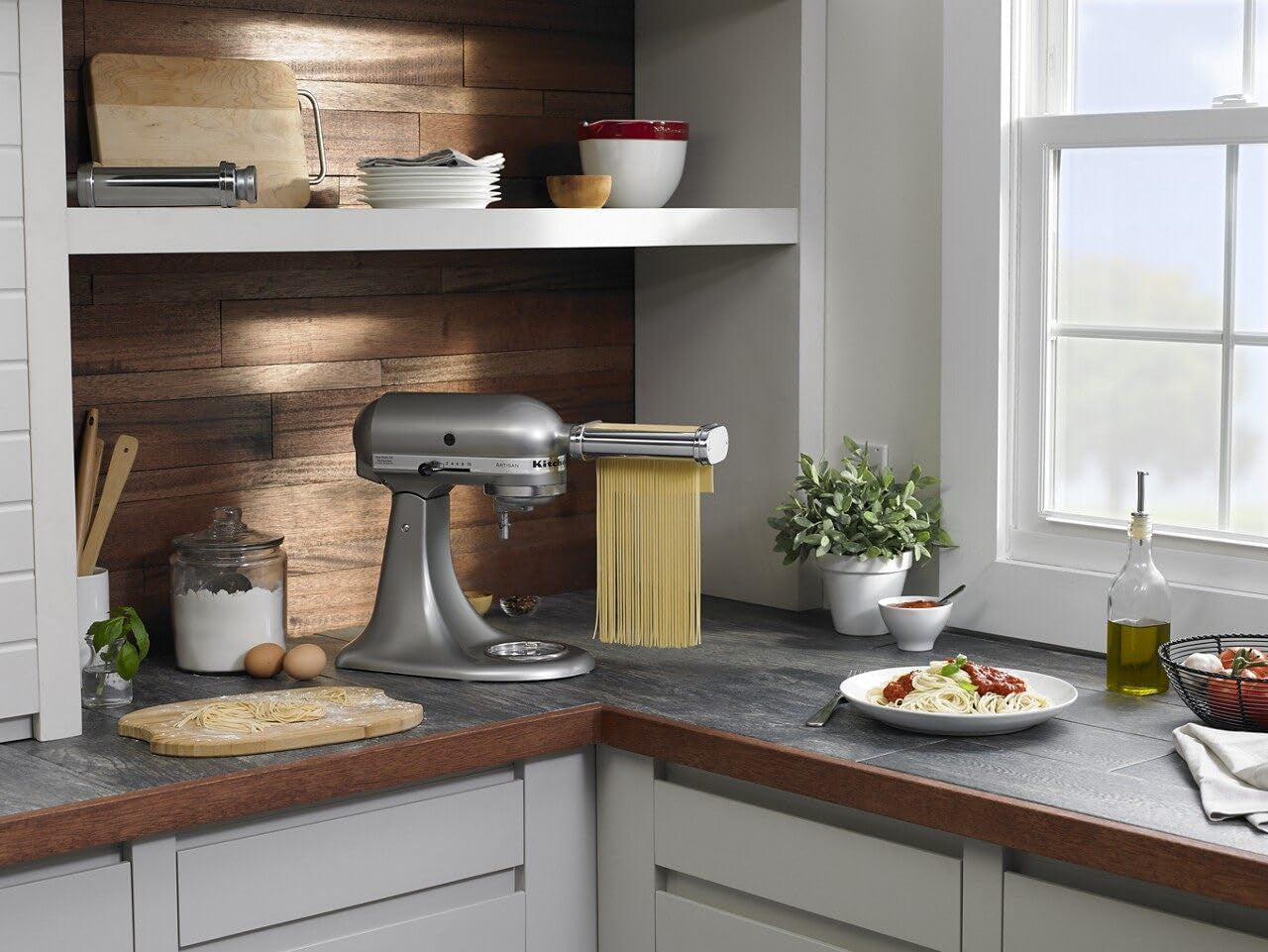kitchenaid-ksmpra-3-pc-pasta-roller-cutter-set-for-kitchenaid-stand-mixers-fits-all-household-kitchenaid-stand-mixers-stainless-roller-and-cutters-easy-to-clean-with-cleaning-brush