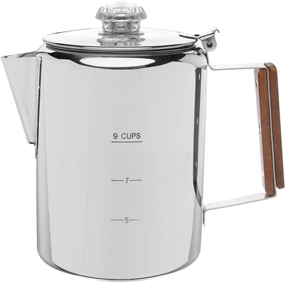 Bozeman Percolator Coffee Pot — NO Aluminum or Plastic [9 Cup]1