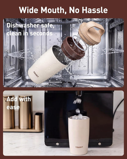 Travel Coffee Mug 16 Oz,Leakproof 2-Part Drink Lid Tumbler,Off-White8